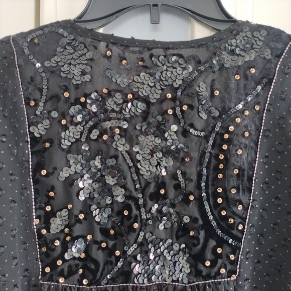 Zara Plumetis Black Jacket w Sequins and Beaded Tassels XS - Picture 8 of 12